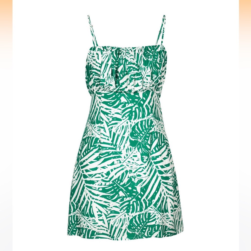 MinkPink White & Green Feeling Fresh Mini dress  Women’s sz Small New with Tags